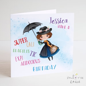 MARY POPPINS Tarjeta de cumpleaños personalizada