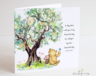 Winnie the Pooh Classic Sentiment Card - Quote Birthday Anniversary Valentines