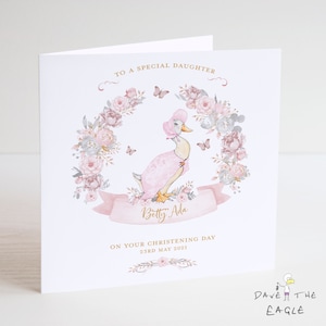 Tauf- oder Taufkarte - Mädchen Personalisierte Little Duck Design