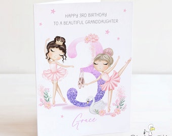 Ballerina Birthday Card - Personalised - Daughter, Granddaughter, Niece - Age 1-9