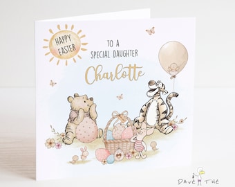 Winnie the Pooh Easter Card - Personalised Daughter Son Grandson Granddaughter Niece