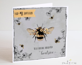 Bee Birthday Card - Personalised - Honey Bee