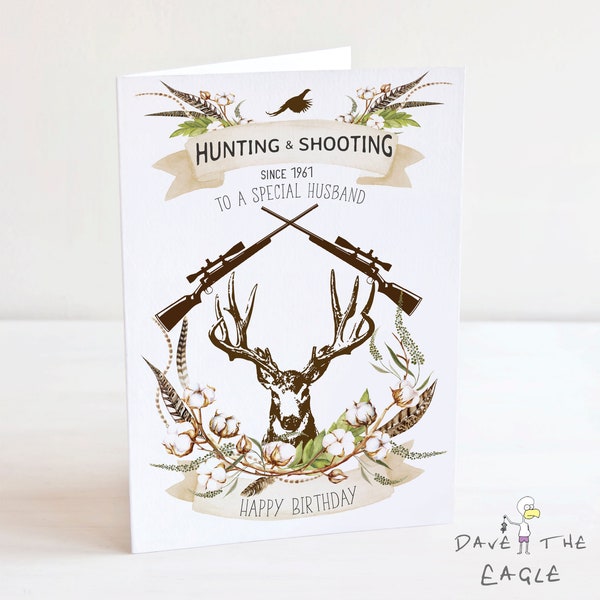 Hunting Birthday Card - Personalised - Husband Son Brother | Stag | Pheasant, Gamekeeper