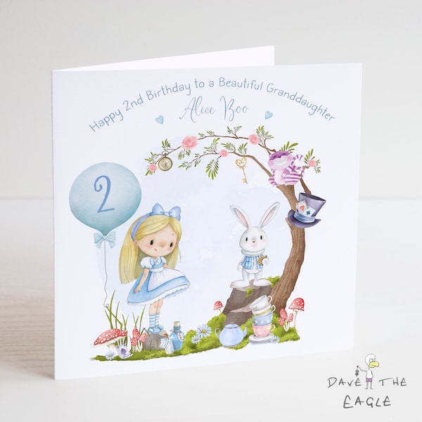 Alice in Wonderland personalised Birthday Card - New