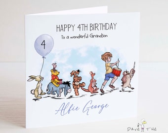 Winnie the Pooh Classic Birthday Card - Birthday Parade - Personalised