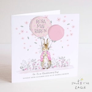 Taufkarte - personalisiertes Mädchen Bunny Rabbit Design
