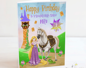 Rapunzel Birthday Card - Personalised A5