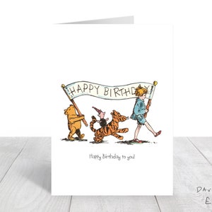 Carte d'anniversaire Winnie l'ourson - Parade d'anniversaire