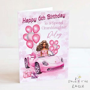 Carte d'anniversaire pour poupée fantaisie - personnalisée pour fille, petite-fille, nièce