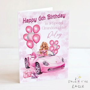 Tarjeta de cumpleaños de muñeca de moda: personalizada para hija, nieta o sobrina
