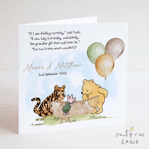 Winnie de Poeh Twins nieuwe babykaart - klassiek sentiment