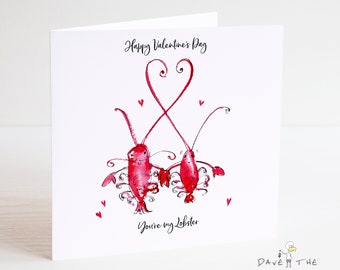 Lobster - Valentine's Card - Personalised - Husband Wife Partner Girlfriend Boyfriend