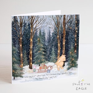 Cartão de Natal clássico do Ursinho Pooh - Ursinho Pooh vintage - Presente de Natal