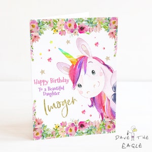 Personalisierte A5 Magische Einhorn Geburtstagskarte
