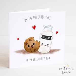 Milch & Kekse Valentinstagskarte - Wir gehen zusammen wie ... Ehemann, Frau, Freund, Freundin - Jahrestag