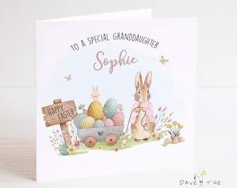 Biglietto di Pasqua - Personalizzato - Design coniglietto per ragazze - Figlia Nipote Nipote - Qualsiasi relazione