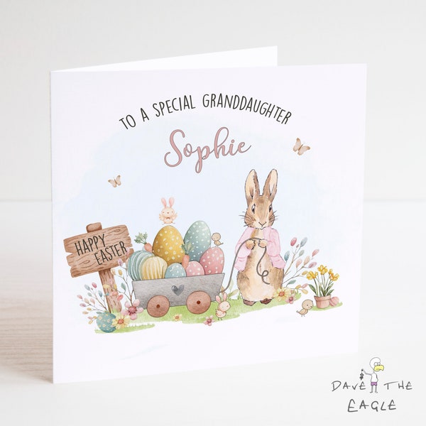 Easter Card - Personalised - Girls Bunny Rabbit Design - Daughter Granddaughter Niece - Any Relation