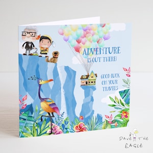¡ARRIBA! Tarjeta de viaje Paradise Falls - Carl, Russell, Dug y Kevin