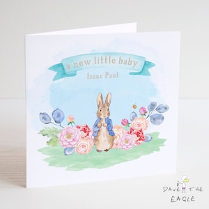Nueva tarjeta de bebé - Un nuevo bebé pequeño - Diseño personalizado de conejo de conejo