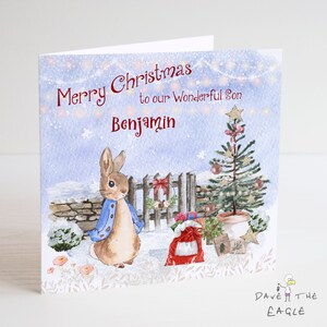 Cartão de Natal personalizado - Design de coelho de menino