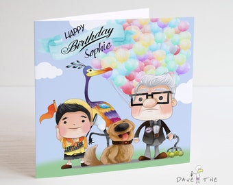 UP! Personalised Birthday card - Carl, Russell & Dug