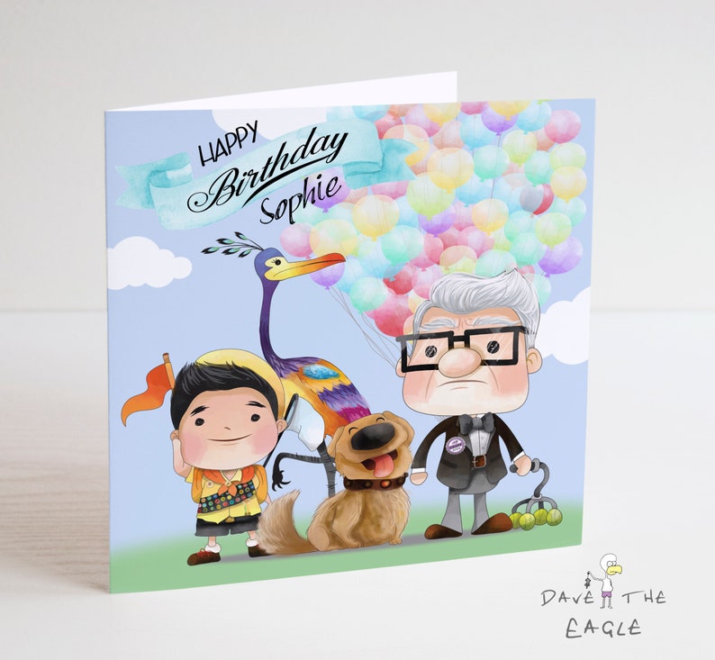UP Personalised Birthday card Carl, Russell & Dug image 1