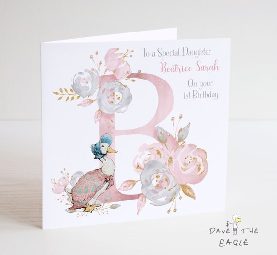 Handmade Personalised Jemima Puddle-Duck Peter Rabbit Birthday Card Any Age