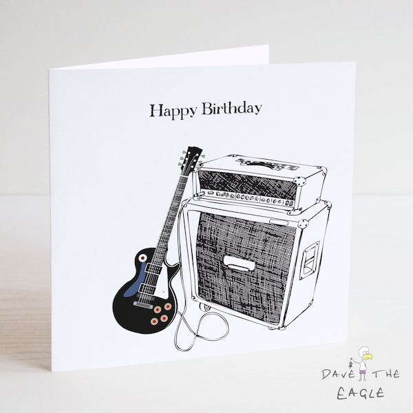 Electric Guitar Birthday Card - Gibson Les Paul - Guitarist-Band-Musician