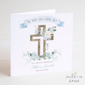 Biglietto di battesimo per ragazzi - Personalizzato, cerimonia religiosa, battesimo, giorno del nome, dedicazione, figlio, nipote, nipote, figlioccio.