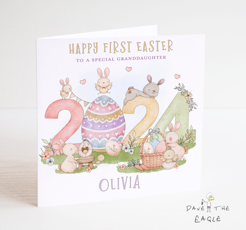 First Easter Card Personalised 2024 Daughter Granddaughter Son Grandson image 1