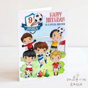 Cartão de aniversário personalizado de futebol masculino - A5