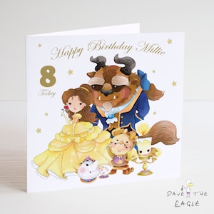 Beauty and the Beast Personalised Birthday card