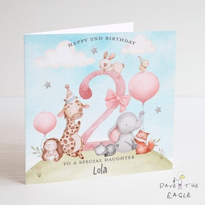 Carte d'anniversaire pour bébés filles – Personnalisée fille petite-fille nièce – 1 à 9 ans