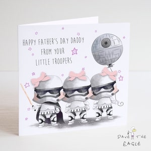 Tarjeta del día del padre de Star Wars Storm Trooper - Niñas pequeñas x 3