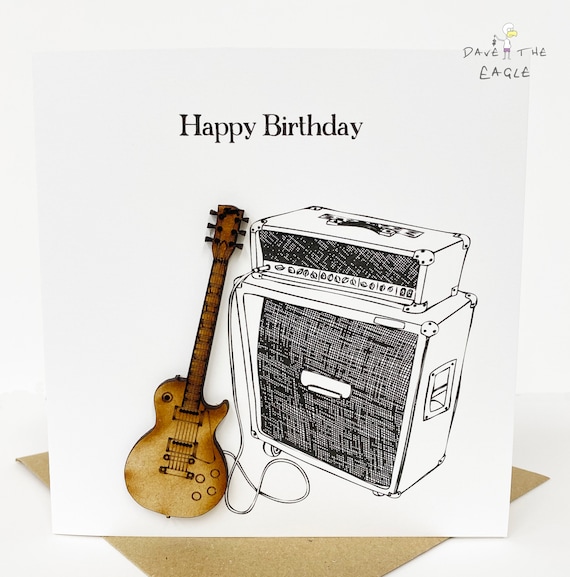 Carte Danniversaire De Guitare Electrique En Bois Gibson Etsy France