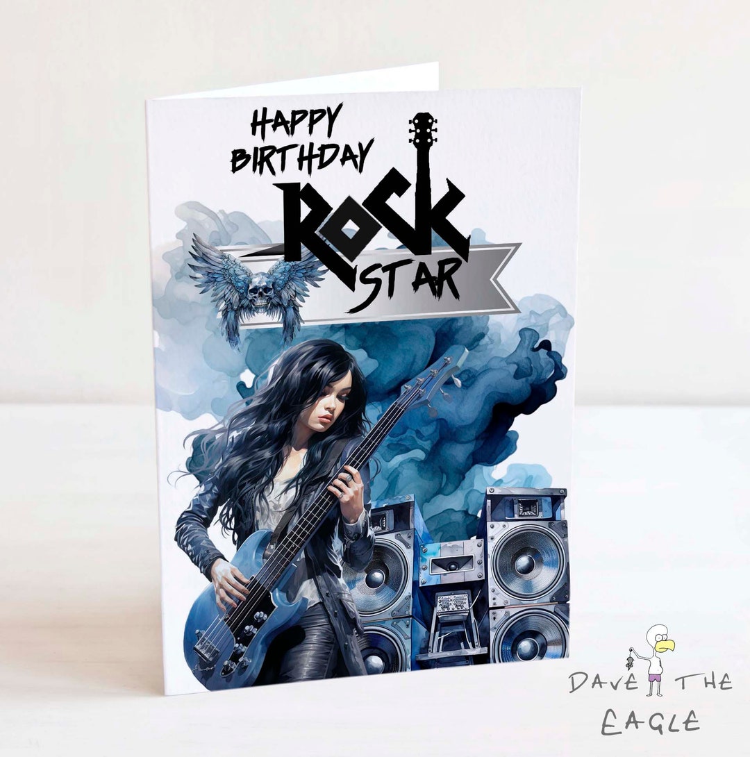 Rock Chick Birthday Card - Music Guitar - Rock Star - Etsy