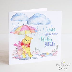 Carte de douche de bébé Winnie l'ourson - bébé garçon - personnalisée