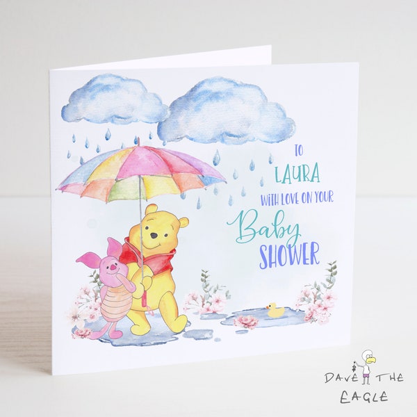 Winnie The Pooh Baby Shower Karte - Baby Boy - Personalisiert