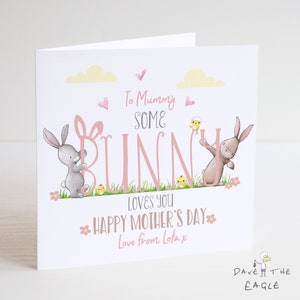 Moederdagkaart voor mama - gepersonaliseerd - een konijntje houdt van je!