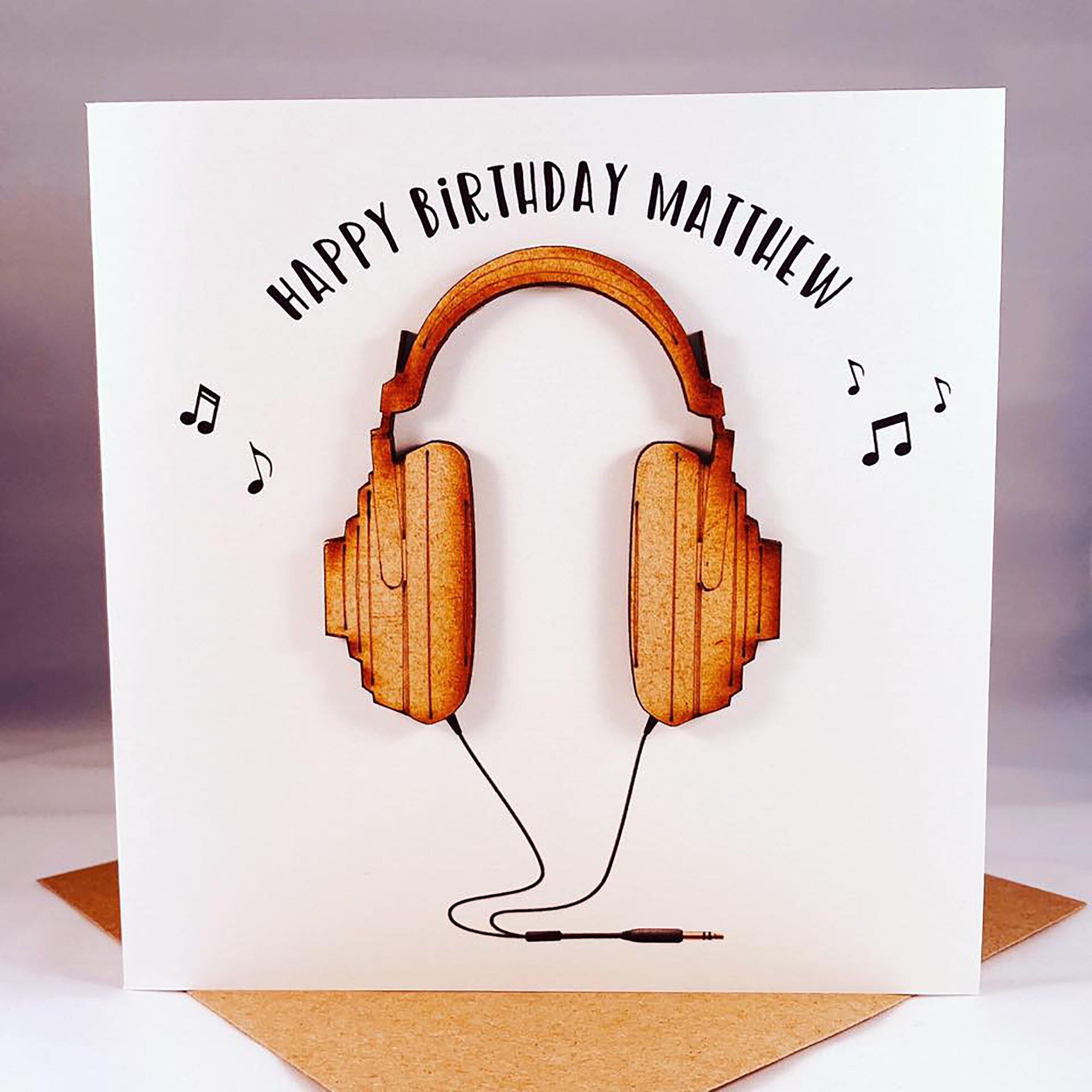 Wooden Earphones Birthday Card DJ Music Etsy