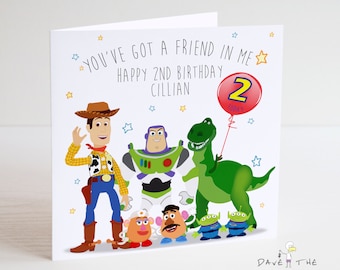 Carte d'anniversaire personnalisée TOY STORY - Woody et la bande