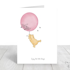 Winnie Pooh Genieße die kleinen Dinge Karte - Baby Girl