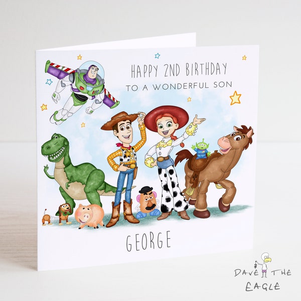 TOY STORY Tarjeta de cumpleaños personalizada - Woody y la pandilla - Hijo, hija, nieto, nieta