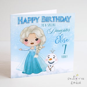 Frozen Tarjeta de cumpleaños personalizada - Elsa y Olaf - Déjalo ir