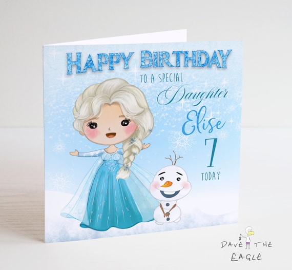 FROZEN Personalised Birthday Card Elsa and Olaf Let It Go - Etsy