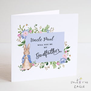 Cartão Você será meu padrinho - Design de coelhinho personalizado para meninos
