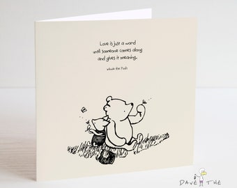 Winnie the Pooh Classic Sentiment Card - Quote Birthday Anniversary Valentines Friendship