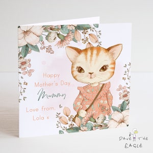 Carte de fête des mères pour chat pour maman - Personnalisée - Petit chaton