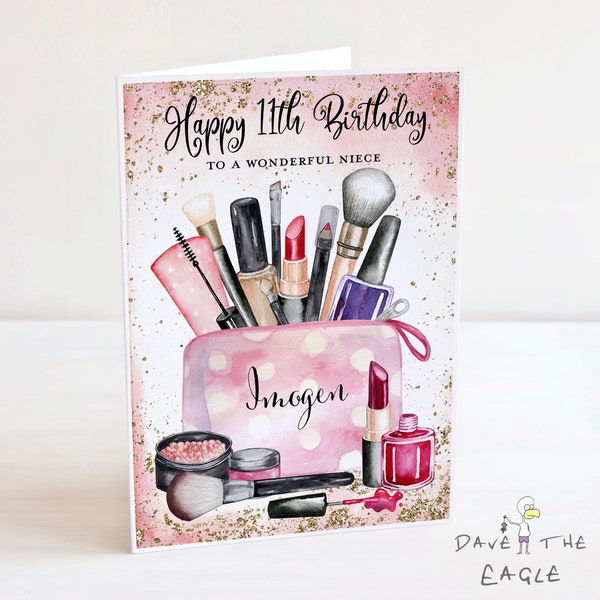 Girls Make-Up Birthday Card - Personalised A5