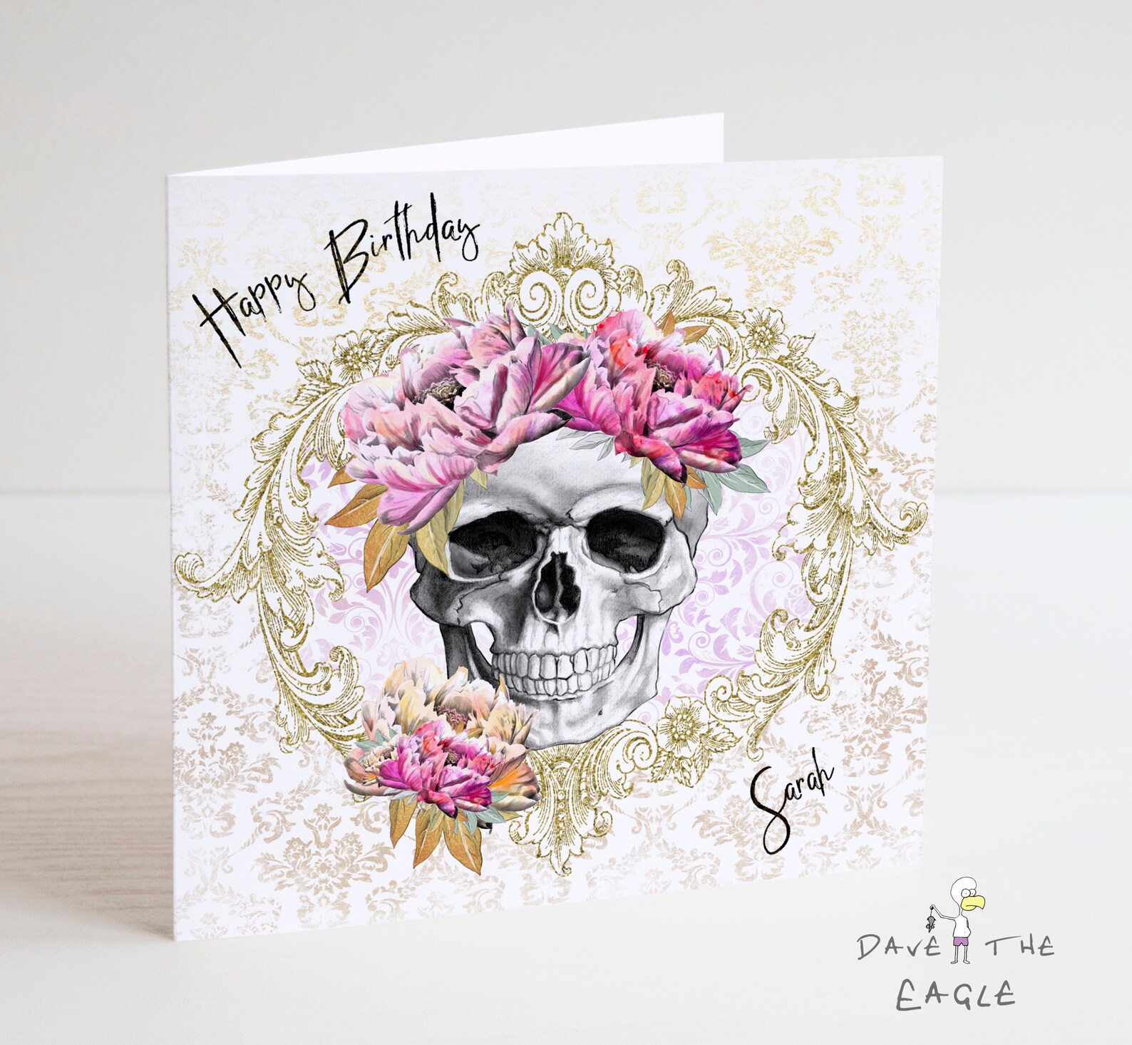 Skull and Flowers Personalised Birthday Card Sugar Skull | Etsy